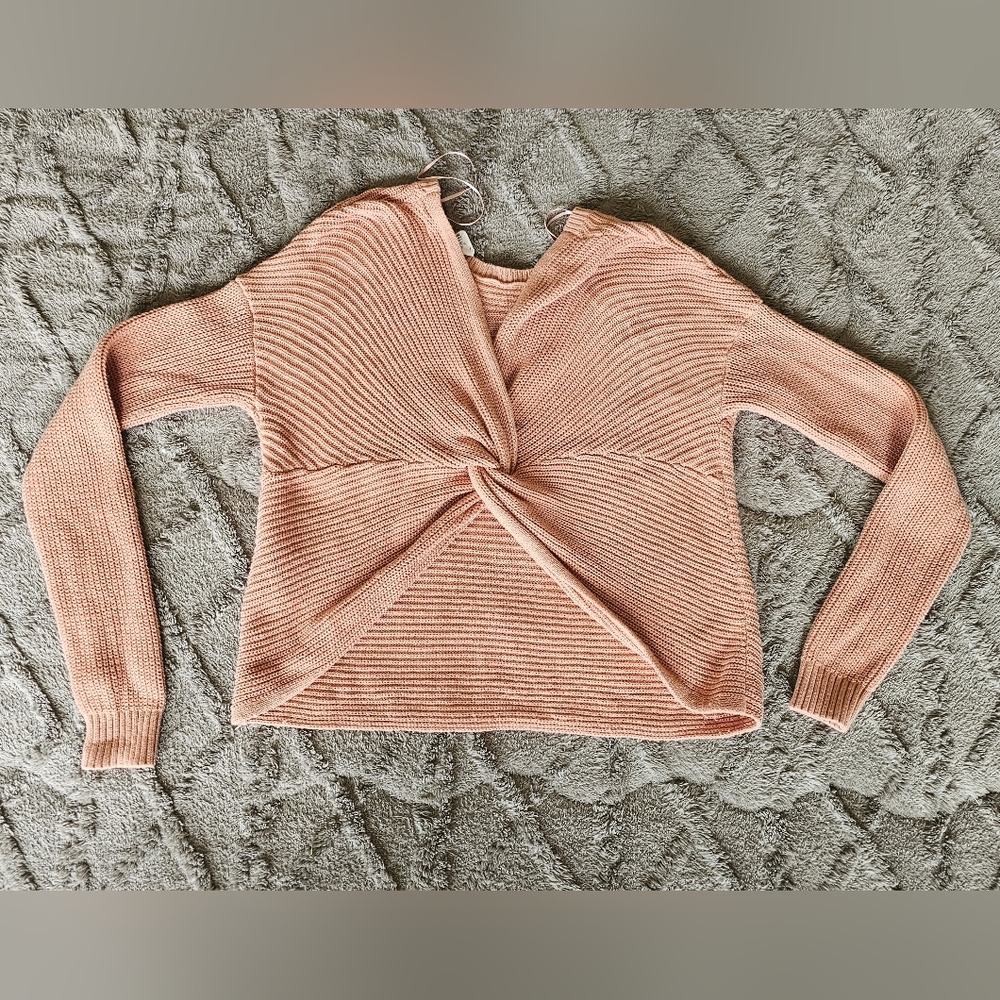 Hollister Reversible Long Sleeve Pink Knit Pullover Sweater Women's Size Small b